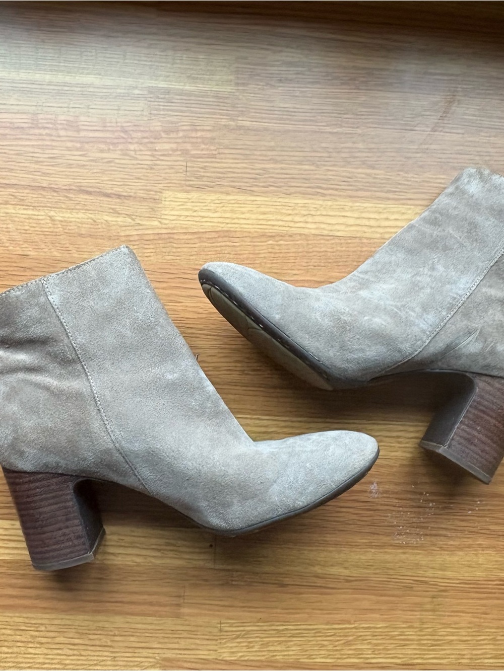 Women's Born Taupe Suede Ankle Boots - Classic Block Heel